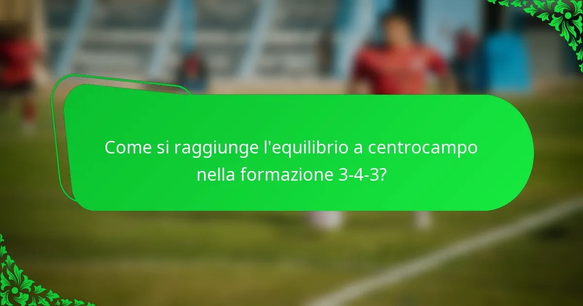 Come si raggiunge l'equilibrio a centrocampo nella formazione 3-4-3?