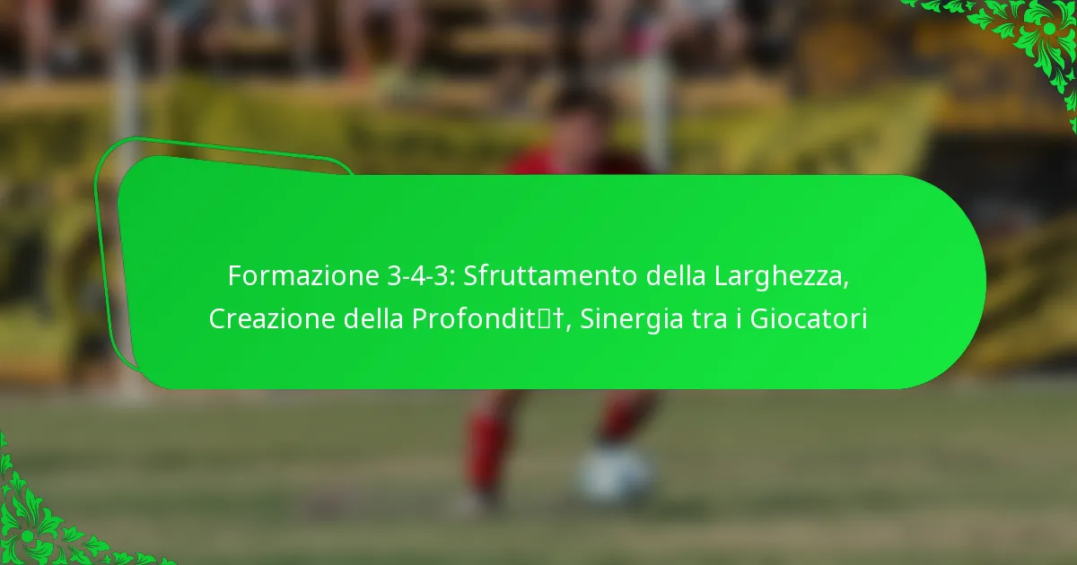 Formazione 3-4-3: Sfruttamento della Larghezza, Creazione della Profondità, Sinergia tra i Giocatori